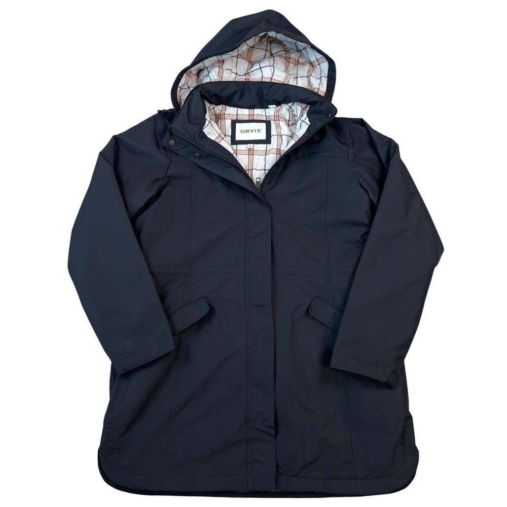 Women's Orvis Plaid Quilt Lined Water Resistant Hooded Full Zip Jacket Coat (M)